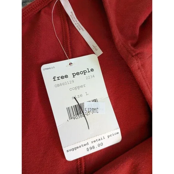 NEW Free People Frankie Asymmetric Dress Long Sleeve Sz Large Burnt Orange NWT - Picture 7 of 10